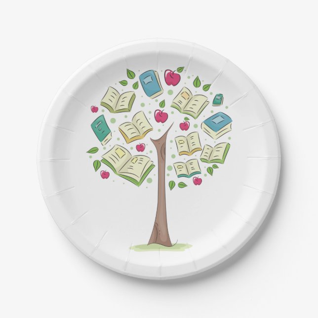 Educational Tree of Knowledge with Books Paper Plates (Front)