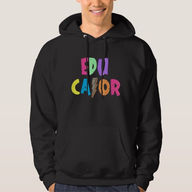 Educator Colorful Lightening Bolt School Staff Hoodie (Front)