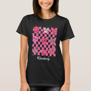 Educator Hearts Teach Love Inspire Womens Valentin T-Shirt
