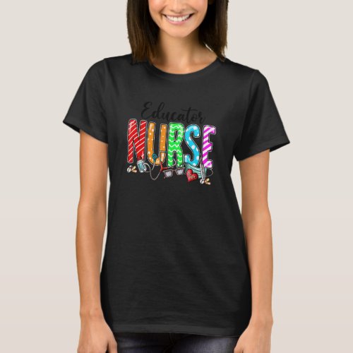 Educator Nurse Plaid Red Love Heart Stethoscope Rn T_Shirt