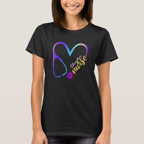 Educator Nurse Watercol Love Heart Stethoscope Rn T-Shirt