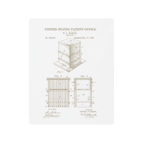 Educators Series Vintage Beehive US Patent Keeper Metal Print