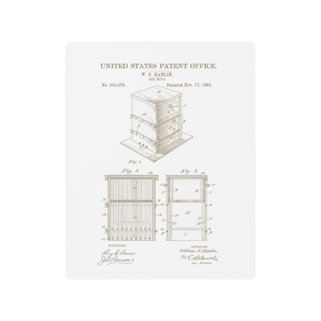 Educator's Series Vintage Beehive US Patent Keeper Metal Print (Front)