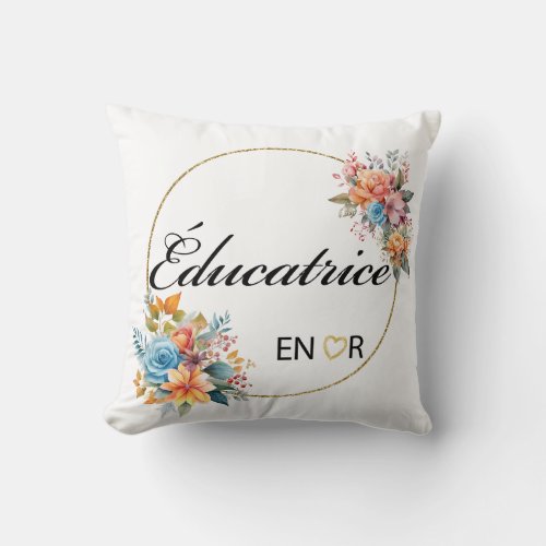 Educatrice Floral Watercolor Pillow