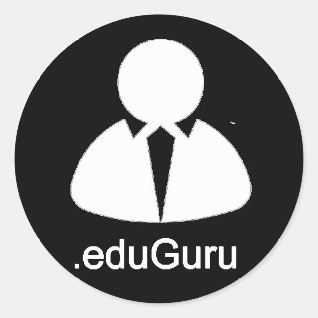 .eduGuru Sticker, Text (Black) Classic Round Sticker (Front)