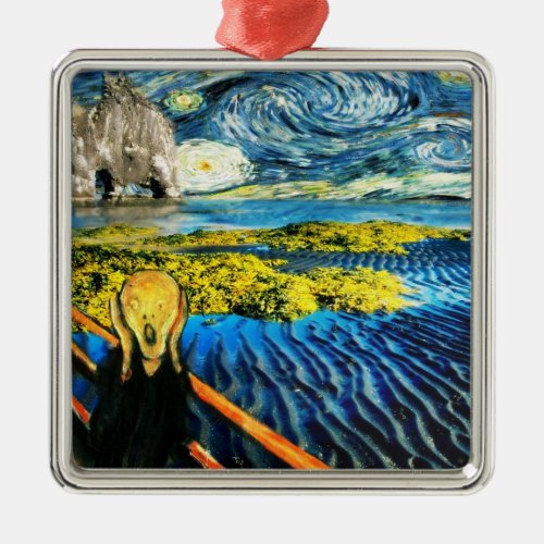 Edvard Meets Vincent Metal Ornament