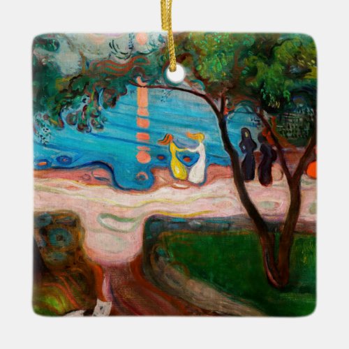 Edvard Munch _ Dance on the Beach Ceramic Ornament