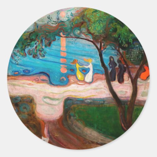 Edvard Munch _ Dance on the Beach Classic Round Sticker