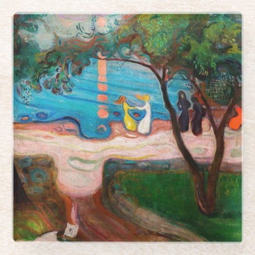 Edvard Munch _ Dance on the Beach Glass Coaster