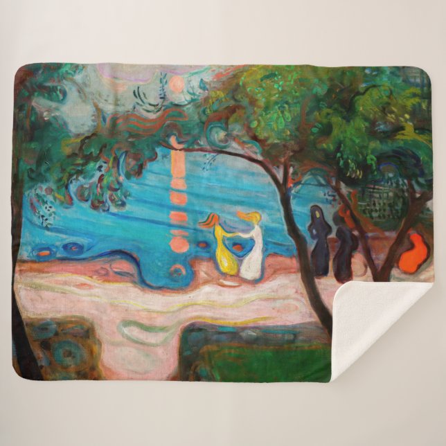 Edvard Munch - Dance on the Beach Sherpa Blanket (Front (Horizontal))