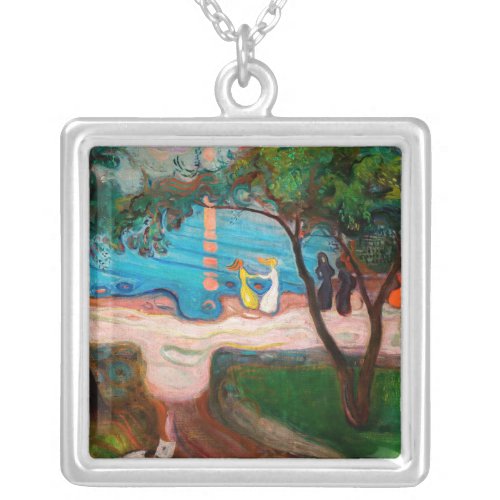 Edvard Munch _ Dance on the Beach Silver Plated Necklace