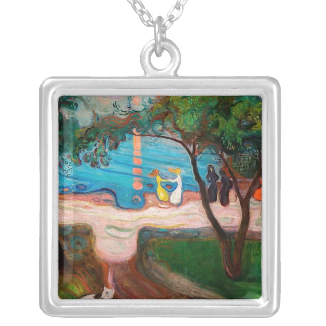 Edvard Munch - Dance on the Beach Silver Plated Necklace (Front)