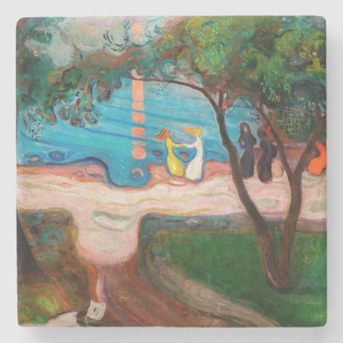 Edvard Munch _ Dance on the Beach Stone Coaster