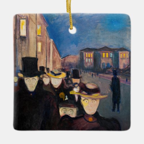 Edvard Munch _ Evening on Karl Johan Street Ceramic Ornament