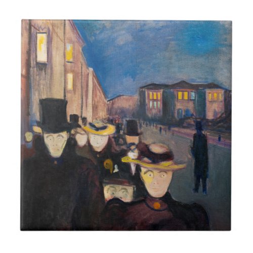 Edvard Munch _ Evening on Karl Johan Street Ceramic Tile