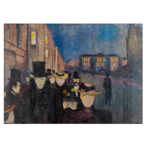 Edvard Munch _ Evening on Karl Johan Street Cutting Board