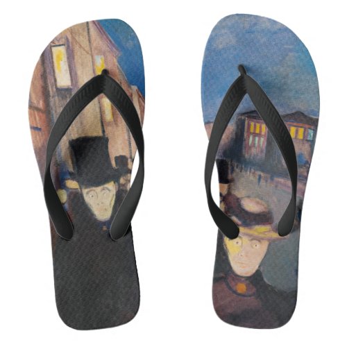 Edvard Munch _ Evening on Karl Johan Street Flip Flops