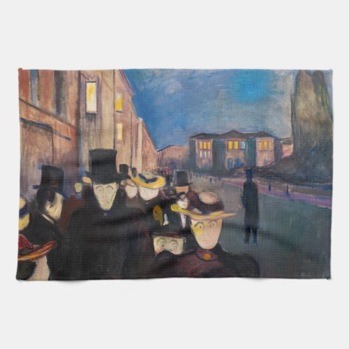 Edvard Munch _ Evening on Karl Johan Street Kitchen Towel