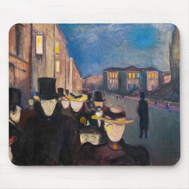Edvard Munch - Evening on Karl Johan Street Mouse Pad (Front)