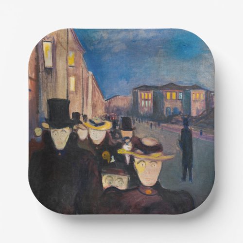 Edvard Munch _ Evening on Karl Johan Street Paper Plates