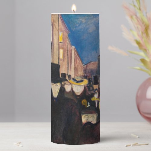 Edvard Munch _ Evening on Karl Johan Street Pillar Candle