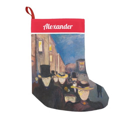 Edvard Munch _ Evening on Karl Johan Street Small Christmas Stocking