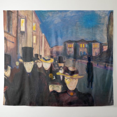 Edvard Munch _ Evening on Karl Johan Street Tapestry