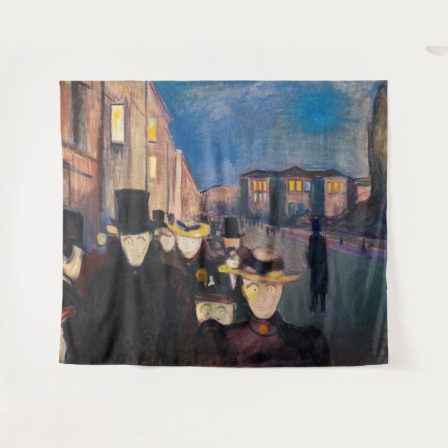 Edvard Munch - Evening on Karl Johan Street Tapestry (Front (Horizontal))