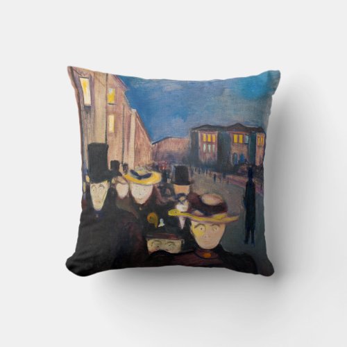 Edvard Munch _ Evening on Karl Johan Street Throw Pillow