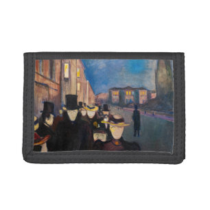 Edvard Munch - Evening on Karl Johan Street Tri-fold Wallet