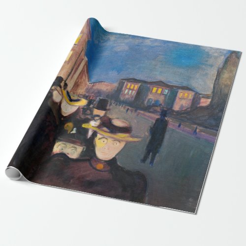 Edvard Munch _ Evening on Karl Johan Street Wrapping Paper