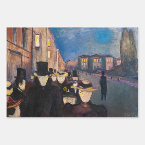 Edvard Munch _ Evening on Karl Johan Street Wrapping Paper Sheets