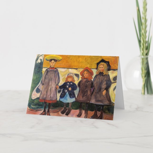 Edvard Munch - Four Girls in Asgardstrand Card (Front)