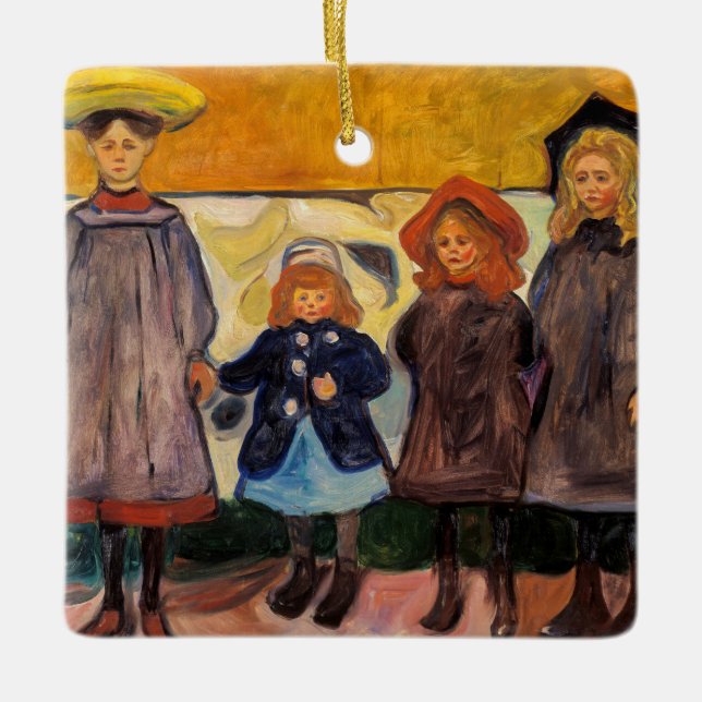Edvard Munch - Four Girls in Asgardstrand Ceramic Ornament (Front)