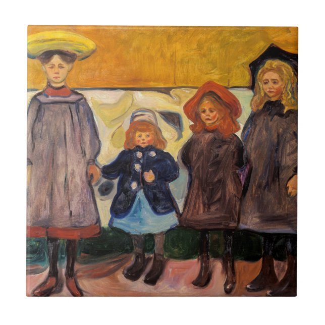 Edvard Munch - Four Girls in Asgardstrand Ceramic Tile (Front)