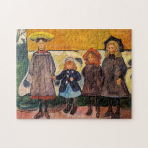 Edvard Munch - Four Girls in Asgardstrand Jigsaw Puzzle