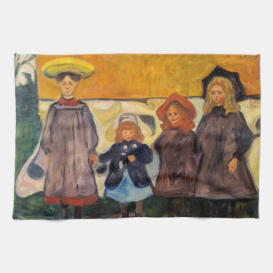 Edvard Munch - Four Girls in Asgardstrand Kitchen Towel