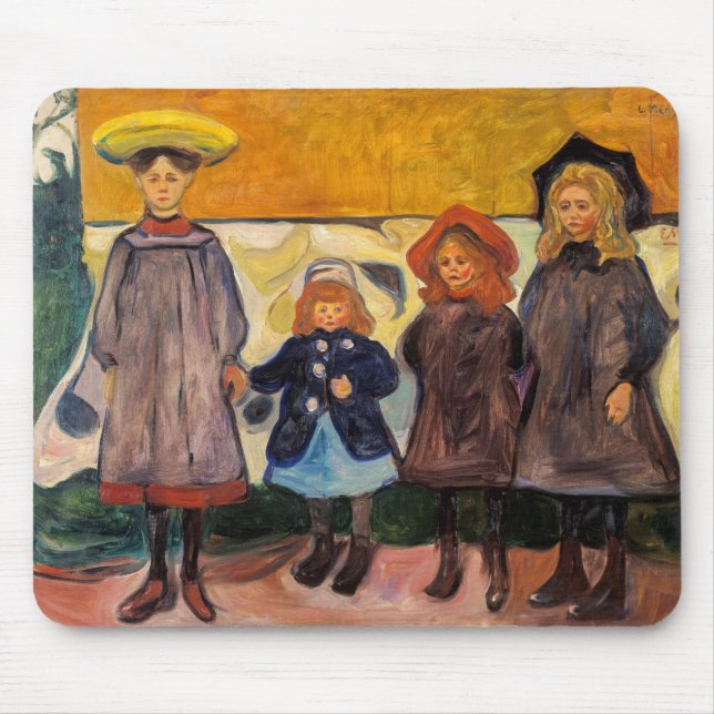 Edvard Munch - Four Girls in Asgardstrand Mouse Pad (Front)
