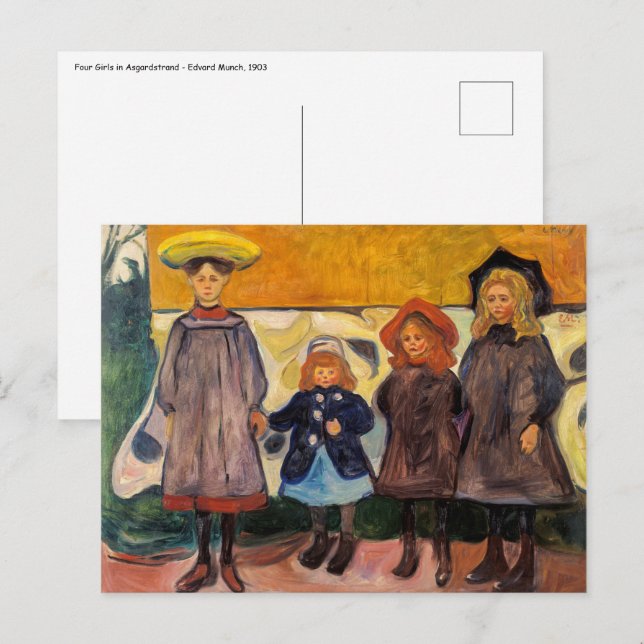 Edvard Munch - Four Girls in Asgardstrand Postcard (Front/Back)