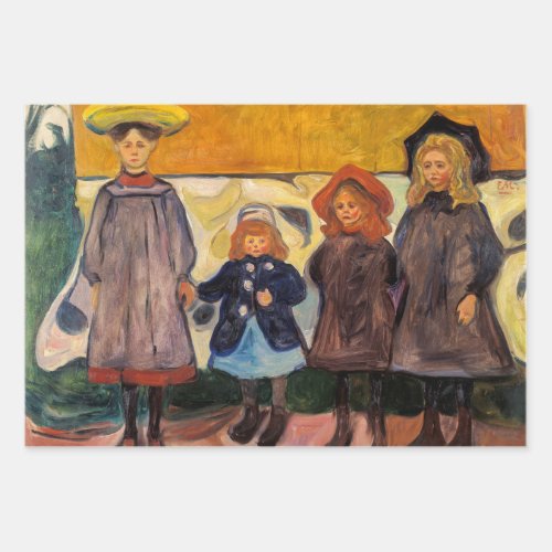 Edvard Munch _ Four Girls in Asgardstrand Wrapping Paper Sheets