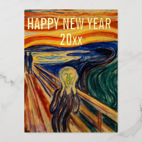 Edvard Munch _ Happy New Year from the Scream Foil Holiday Postcard