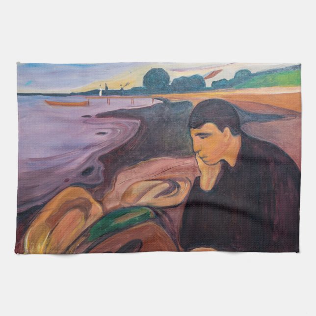 Edvard Munch - Melancholy 1894 Kitchen Towel (Horizontal)