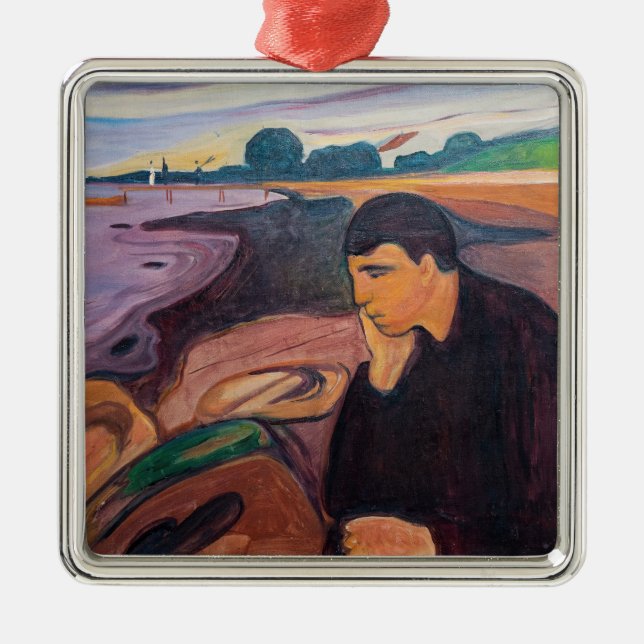 Edvard Munch - Melancholy 1894 Metal Ornament (Front)