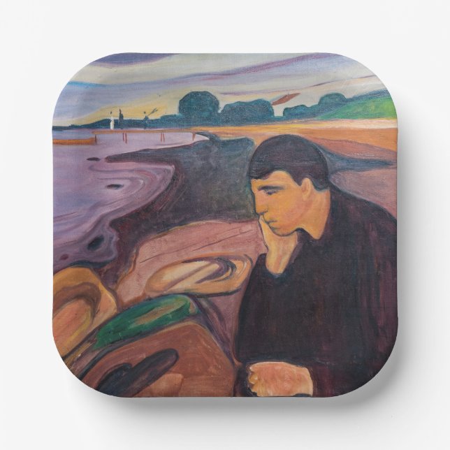 Edvard Munch - Melancholy 1894 Paper Plates (Front)