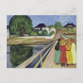 Edvard Munch Painting Girls on the Bridge (c 1902) Postcard
