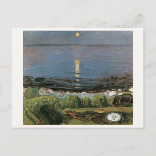 Edvard Munch Painting Summer Night by the Beach Postcard