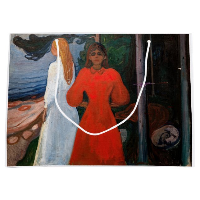 Edvard Munch - Red and White Large Gift Bag (Front)