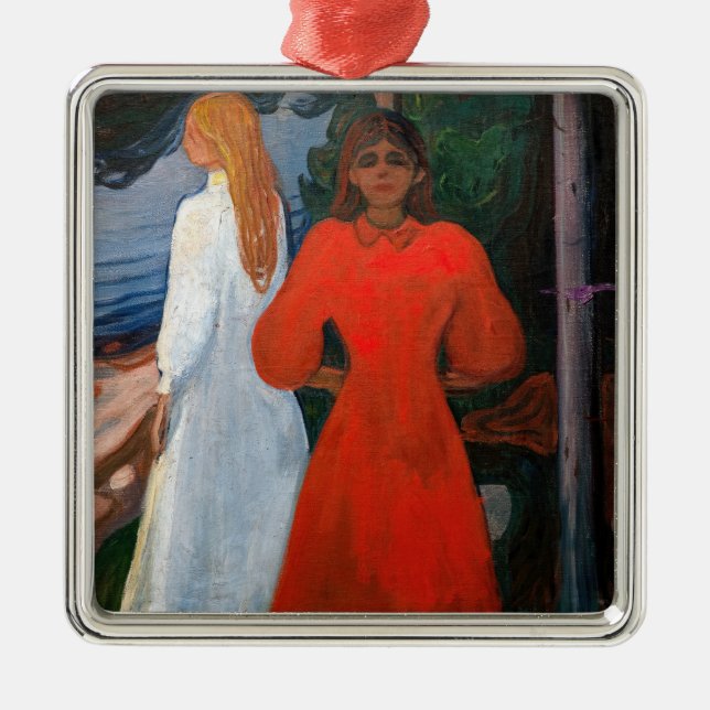 Edvard Munch - Red and White Metal Ornament (Front)