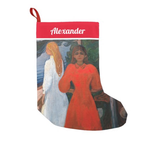 Edvard Munch _ Red and White Small Christmas Stocking