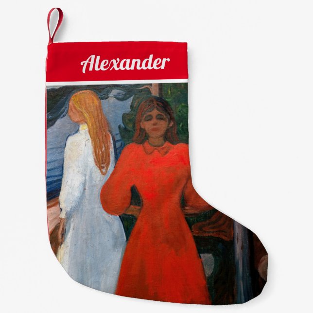 Edvard Munch - Red and White Small Christmas Stocking (Front)